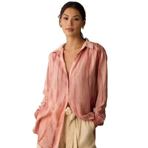 Pilcro Liquid Button Down shirt Coral size L